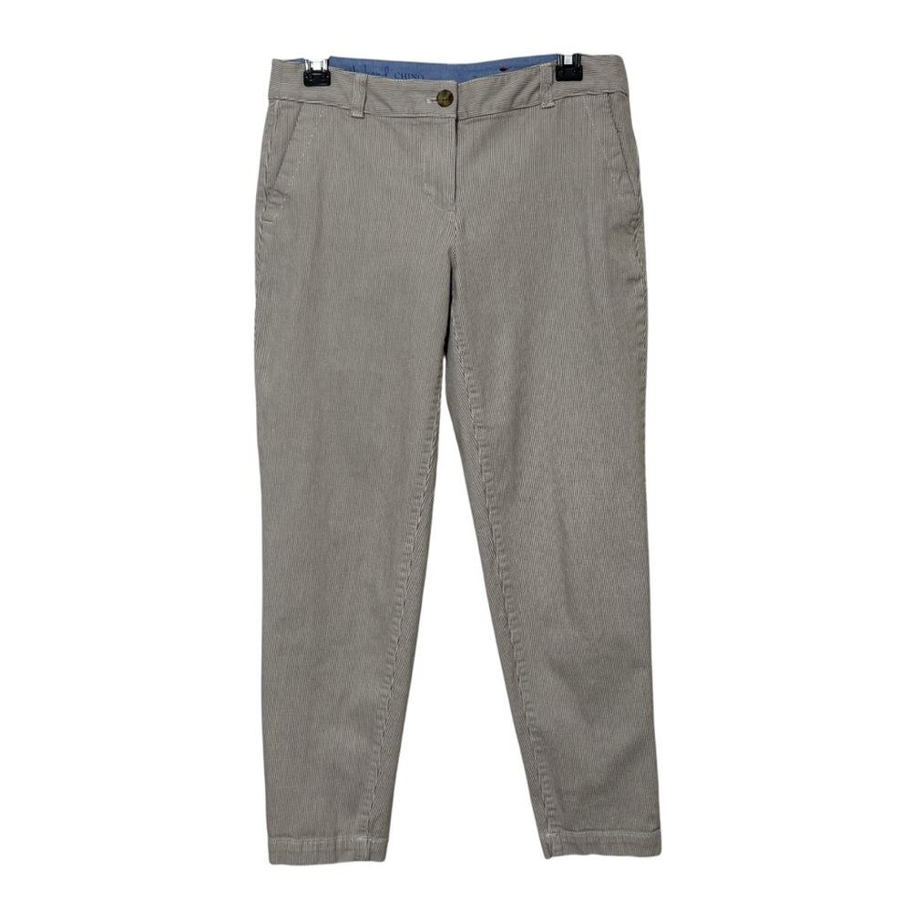 Talbots Weekend Chino Petite 4P Tan and White Seersucker Striped Pants